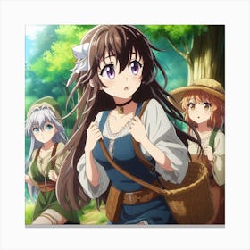 Anime Girls Camping Adventure Canvas Print
