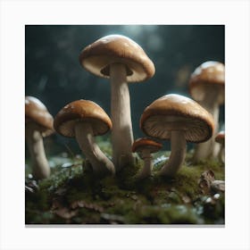 Mushrooms In The Forest 34 Canvas Print