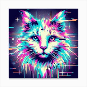 Glitch cat, Glitch art Canvas Print