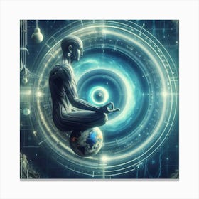 Meditating Man In Space Canvas Print