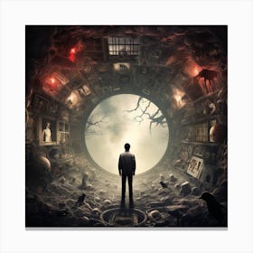 Man In A Nightmare Tunnel Canvas Print