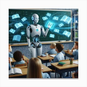 Robot Teacher In Classroom 2 Canvas Print