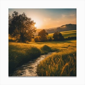 Sunset In A Field 4 Canvas Print