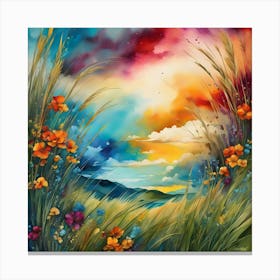 Sunset In The Meadow 3 Canvas Print