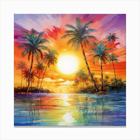 Sunset Palm Trees Canvas Print