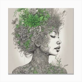 Woman With Green Hair Canvas Print