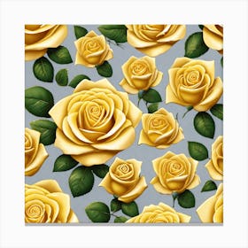 Yellow Roses Seamless Pattern 3 Canvas Print