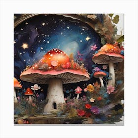 Mushrooms In The Night Canvas Print