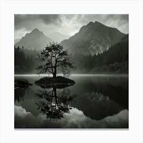 Lone Tree In A Lake 1 Canvas Print