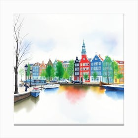 Watercolor Of Amsterdam Canvas Print