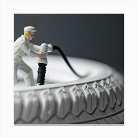 Man Filling A Tire Canvas Print