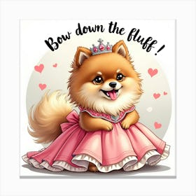 A Pomeranian in a princess dress Canvas Print