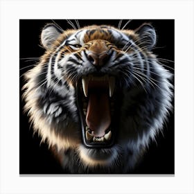 Tiger Portrait isolated on black background Canvas Print