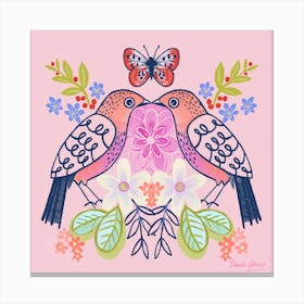Love Birds Square Canvas Print