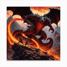 Dragons And Fire Canvas Print