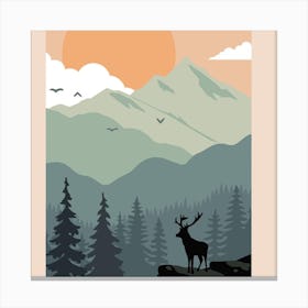 Deer In The Mountains Canvas Print