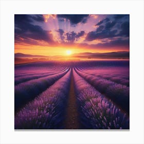 Lavender Field At Sunset 2 Canvas Print