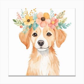 Floral Baby Dog Nursery Illustration (6) Canvas Print
