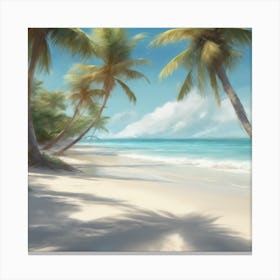 Palm Trees On The Beach 3 Canvas Print