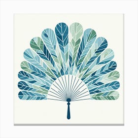 Scandinavian style, Fan of green-blue transparent leaves 7 Canvas Print