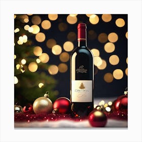 Christmas Wine Bottle Canvas Print