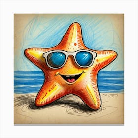 Starfish With Sunglasses Canvas Print