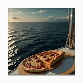 Pizza On A Boat 3 Canvas Print