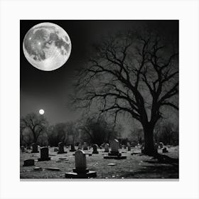 Full Moon Over Cemetery 1 Canvas Print