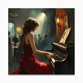 Girl Playing The Piano Canvas Print