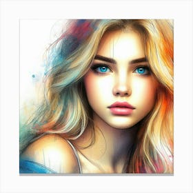 Girl With Blue Eyes 9 Canvas Print