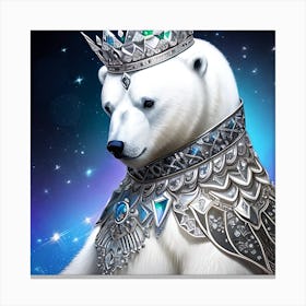 Polar Bear In A Crown Canvas Print