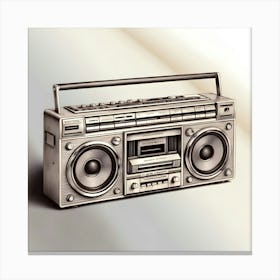 A Highly Detailed, Exquisite Illustration Of A Vintage Boombox Rendered In Precise Pencil Sketching, Showcasing Intricate Textures, Subtle Shading, And Delicate Linework, Evoking A Sense Of Nostalgia And Retro Charm 1 Canvas Print