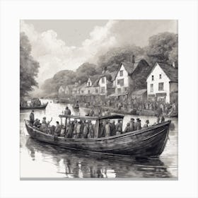 Boat On A River Canvas Print