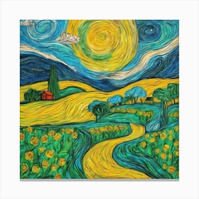 Starry Night In The Fields Canvas Print