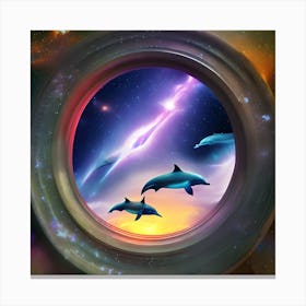 Dolphins In Space 1 Canvas Print