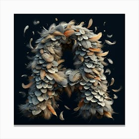 Letter A Made Of Feathers Canvas Print