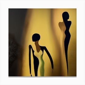Gold And Black Abstract Silhouettes Canvas Print