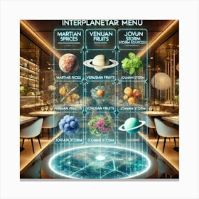 A Futuristic Restaurant Showcasing An Interplaneta Canvas Print