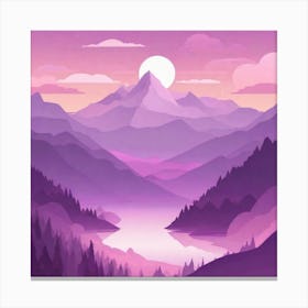 Misty mountains background in purple tone 35 Canvas Print