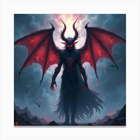 Demon Soul In A Watercolor Dark Storm With Spectral Colors 1 Canvas Print