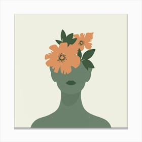 Portrait Of A Woman With Flowers On Her Head Canvas Print