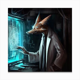 Fox In The Computer Canvas Print