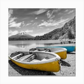 Picturesque Lake Shoji With Mount Fuji In Colorkey Canvas Print