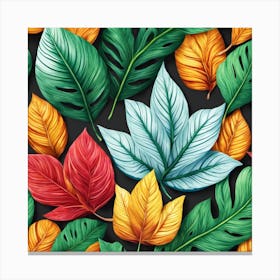 Seamless Pattern With Colorful Leaves Canvas Print