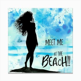 Beach Silhouette - Romantic Seaside Canvas Print