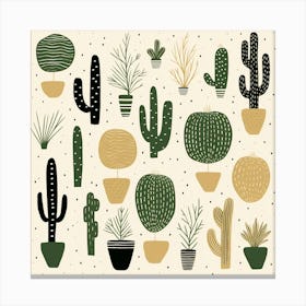 Rizwanakhan Simple Abstract Cactus Non Uniform Shapes Petrol 81 Canvas Print