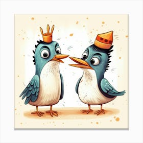 Two Birds With Crowns Toile