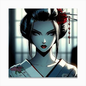 Geisha Creative Illustration Artwork 55 Canvas Print