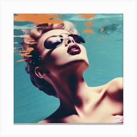 Swimming Retro Style 2 Canvas Print