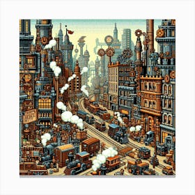 8-bit steampunk city 1 Canvas Print
